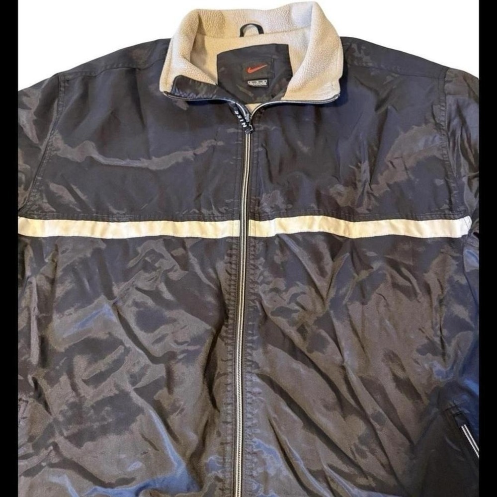 Nike Vintage 1990's Black Full Zip Track Windbreaker Lined Jacket - XXL‎